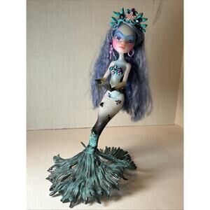 OOAK Repaint Monster High Mermaid Doll BJD Queen of the Seas Long Blue Hair 11”